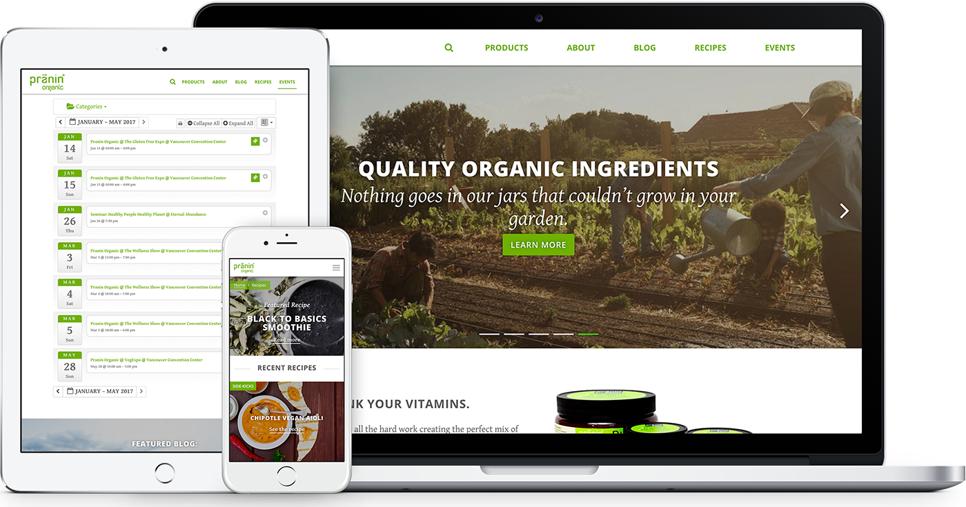 Pranin Organic website design & branding examples