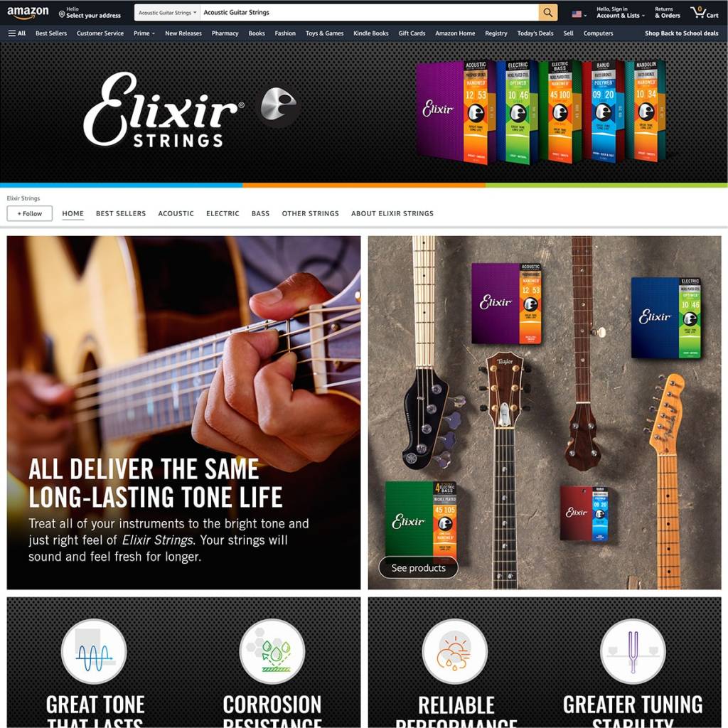 Elixir Strings Amazon Store after BSTRO